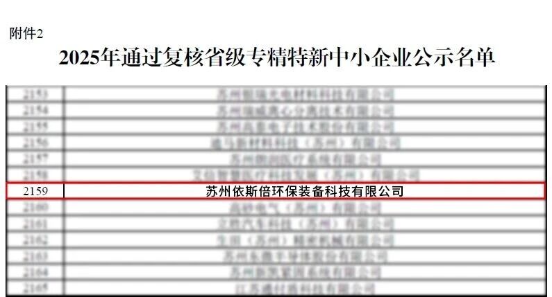 依斯倍成功入選2025年度省級專精特新企業名單 (2)